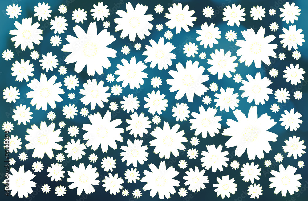 Pattern of SINGAPORE daisy flower field in white and blue colour shade Pattern of SINGAPORE daisy flower field in white and blue colour shade
