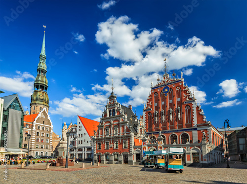 Riga Town Hall Square, House of the Blackheads and St. Peter's C