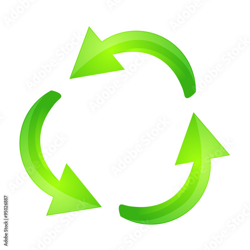 Recykle green Arrow symbol, icon business ecology concept. Vector illustration isolated on white background.