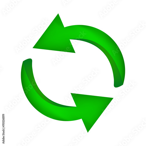 Recykle green Arrow symbol, icon business ecology concept. Vector illustration isolated on white background.