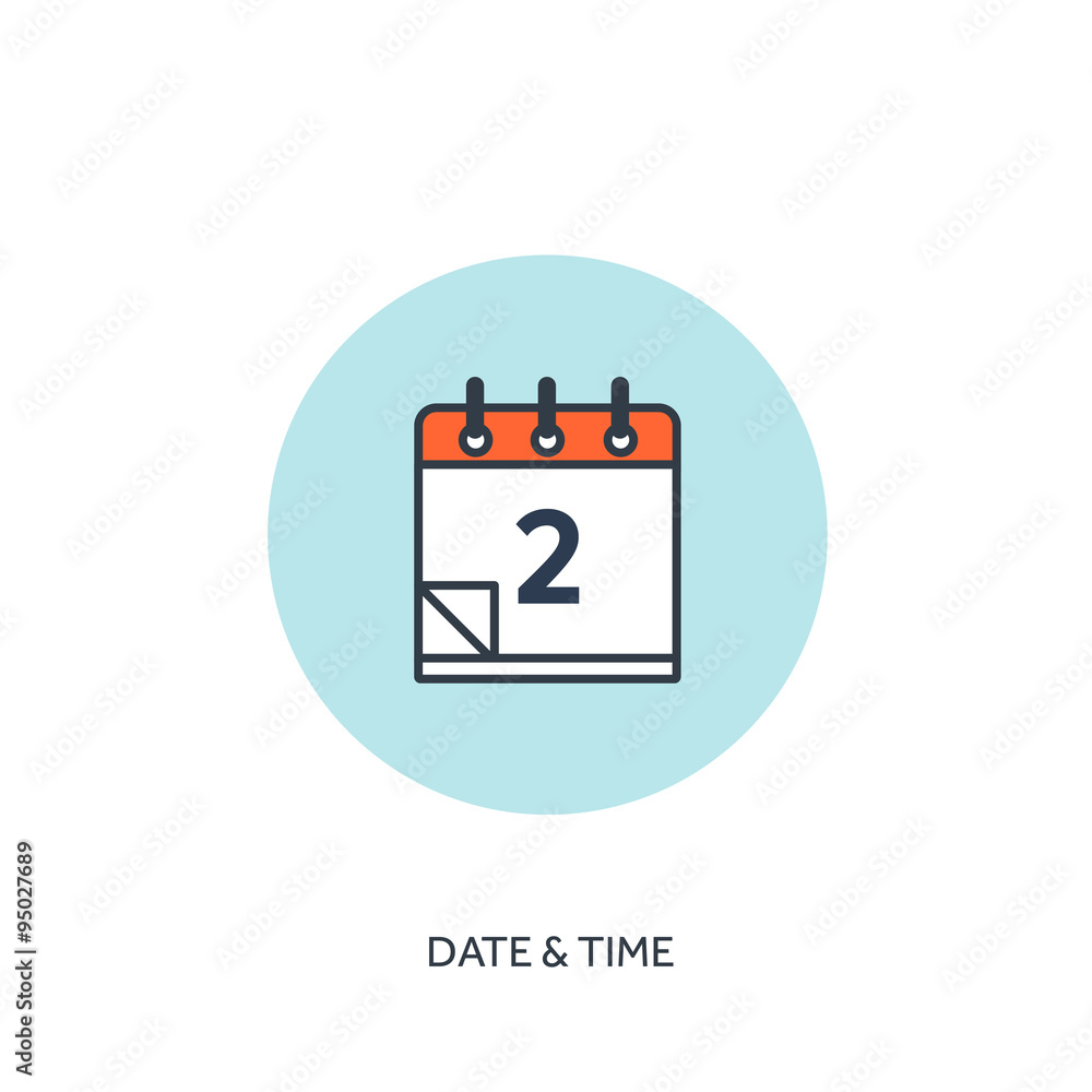 Vector illustration. Calendar lined icon. Date and time. Holiday