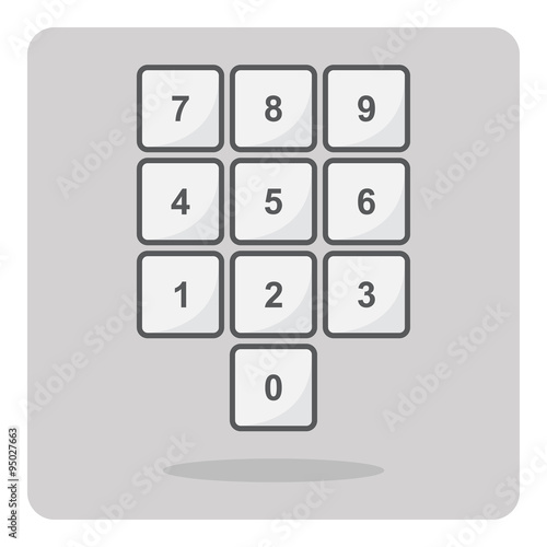 Vector of flat icon, number button on isolated background