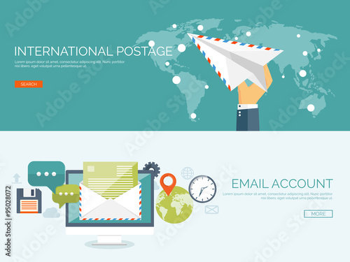 Vector illustration. Flat background with envelope. Emailing concept background. Spam and sms writing.Lettering. New message