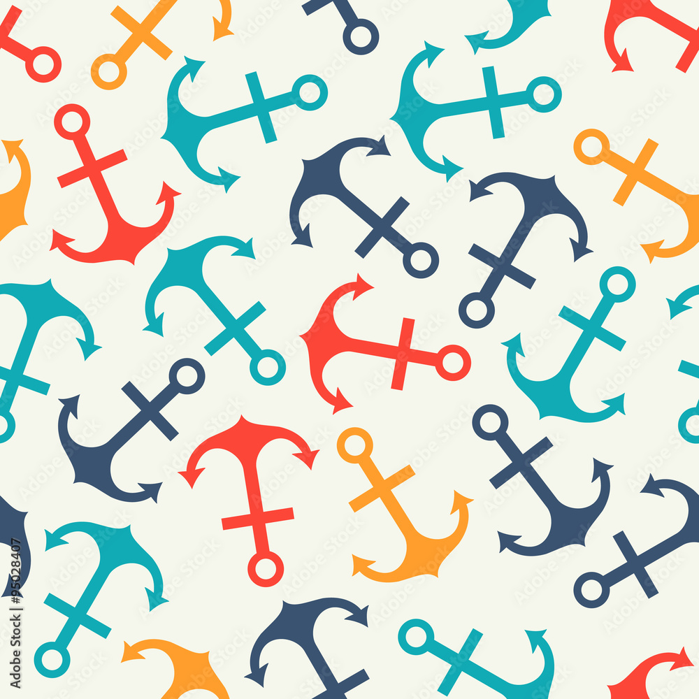 Seamless pattern of anchor shape and line Seamless pattern of anchor shape and line