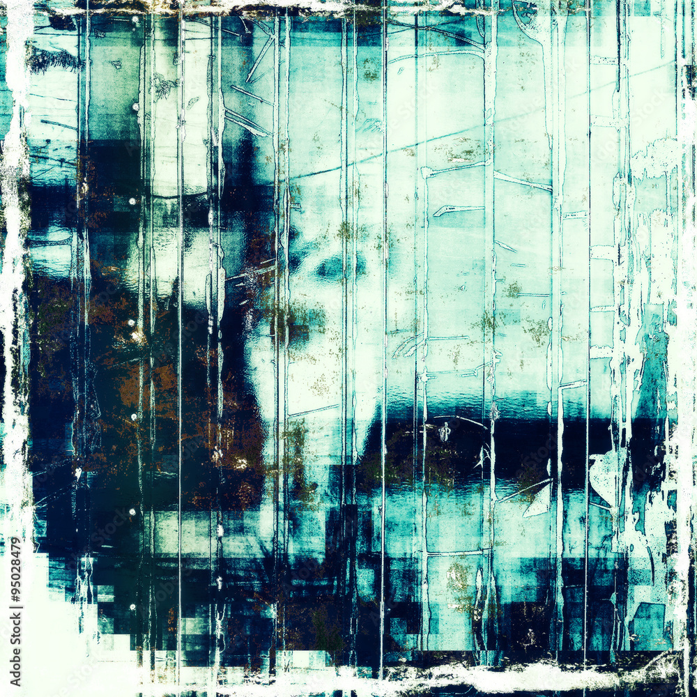 Naklejka premium Abstract grunge background with retro design elements and different color patterns: brown; green; blue; cyan