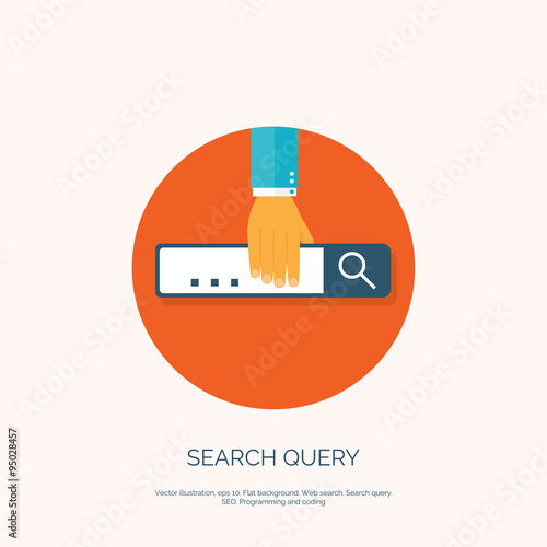 Vector illustration. Flat serach background. SEO. Internet and computing