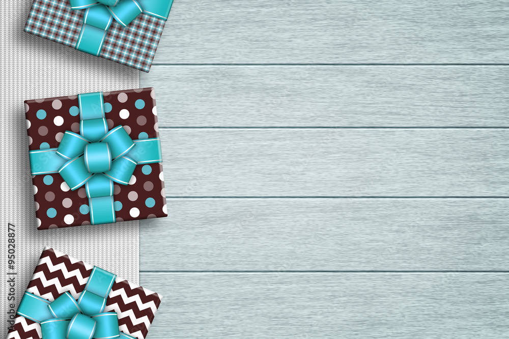 Obraz premium christmas gift lying on wooden desk