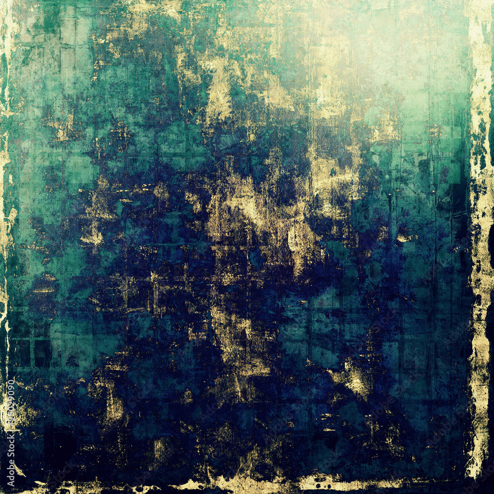 Dirty and weathered old textured background. With different color patterns: yellow (beige); green; blue; cyan Dirty and weathered old textured background. With different color patterns: yellow (beige); green; blue; cyan