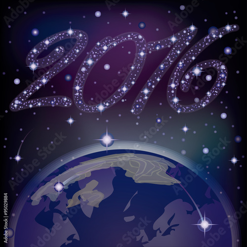 Happy New 2016 Year invitation card, vector illustration