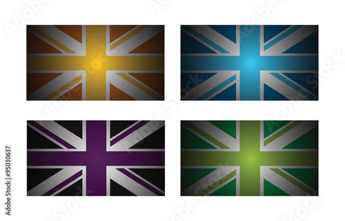 a set of four abstract uk flags