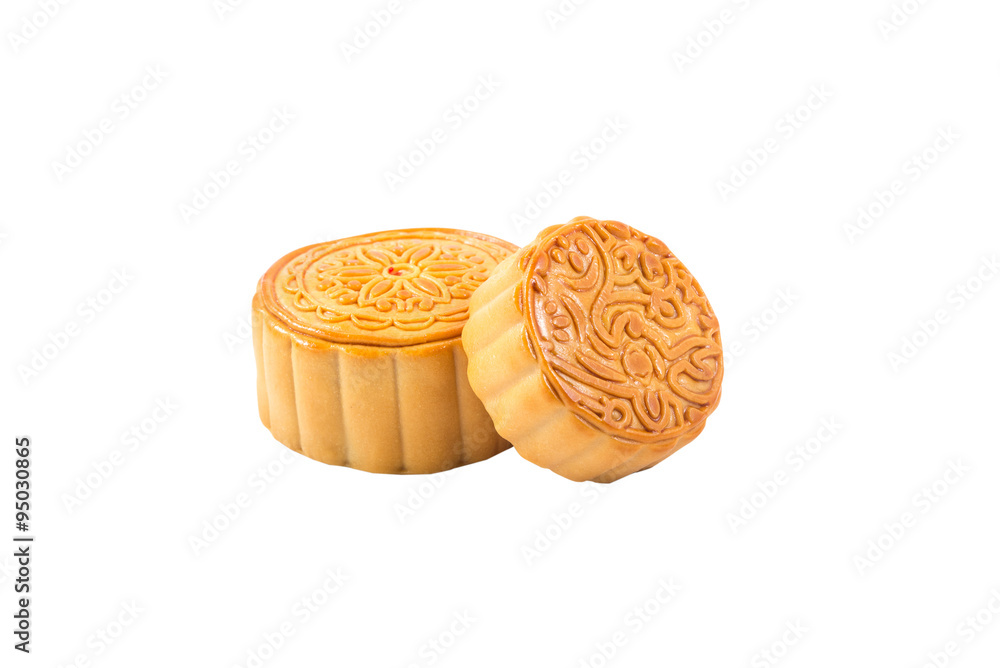 Mid-Autumn Festival moon cake on white background Mid-Autumn Festival moon cake on white background