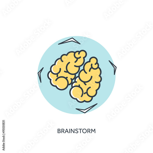 Flat lined brains icon.
