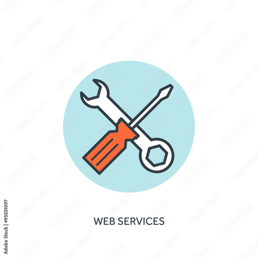 Mechanic tools lined icon.Web services.
