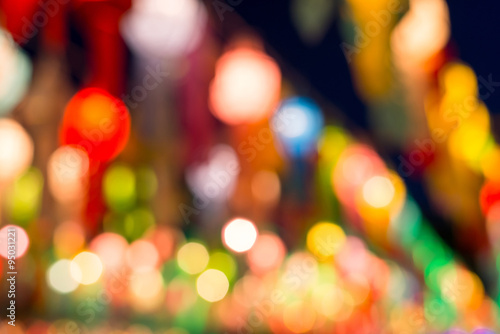 Quadro su tela blurred image of yee peng festival decoration with lantern, thailand