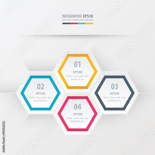 Hexagon presentation  yellow, blue, pink color