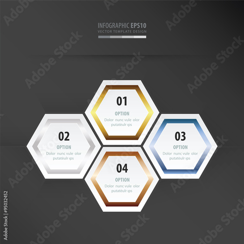 Hexagon presentation    gold, bronze, silver, blue color