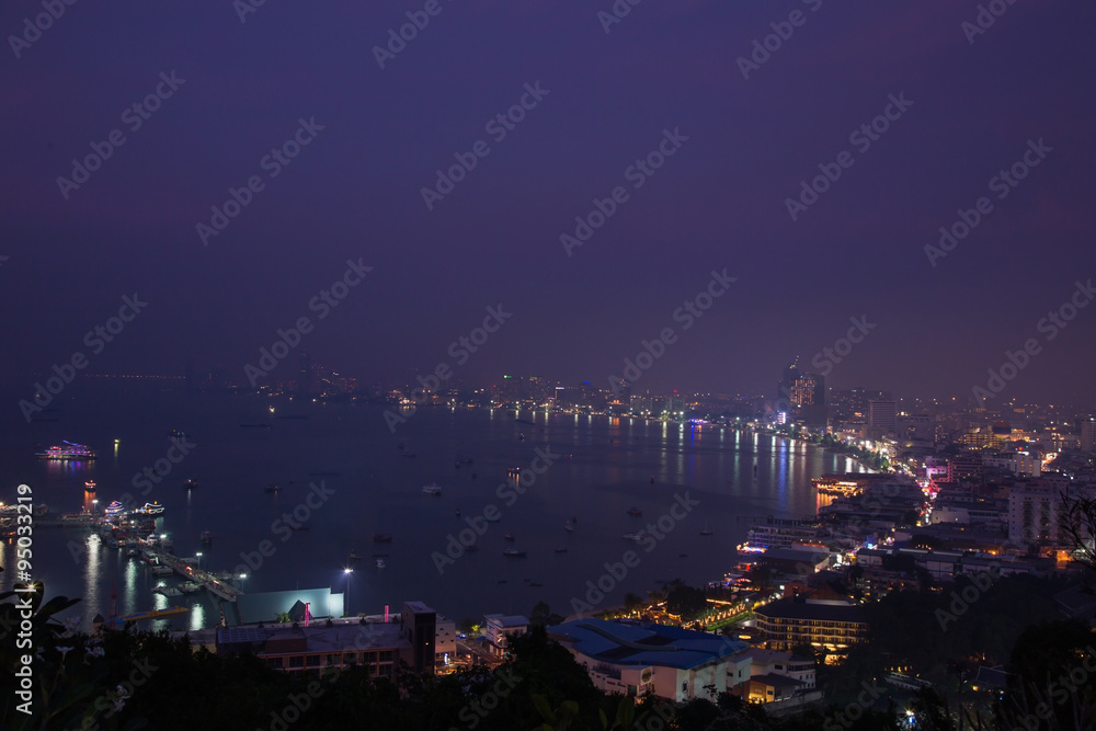 Pattaya City and Sea in Twilight time