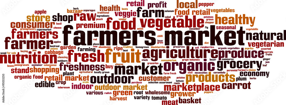 Farmers market word cloud concept. Vector illustration