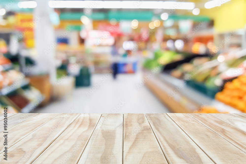 Fototapeta premium Empty top wooden table and blur with bokeh background
