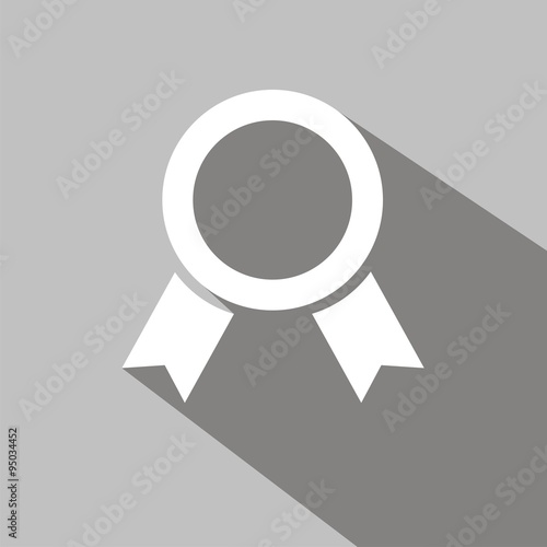 Icono de certificado, emblema o sello sobre fondo gris neutro