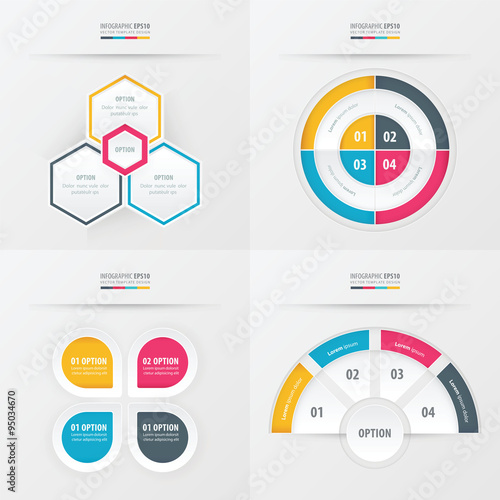 template design 4 item  yellow, blue, pink color