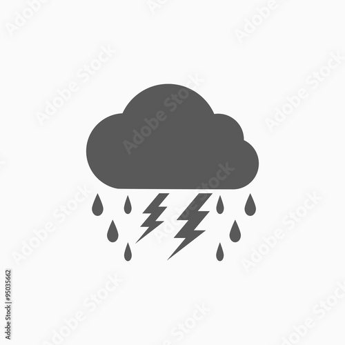 lightning rain cloud icon