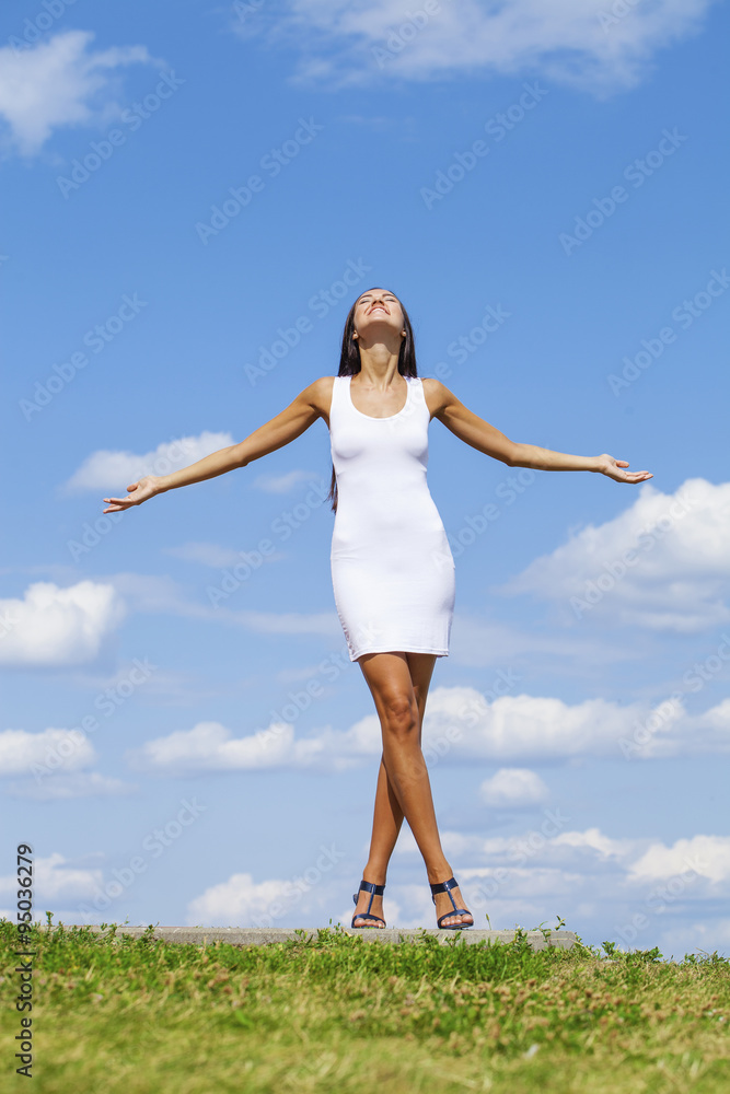 Beautiful young woman in white sexy dress Beautiful young woman in white sexy dress