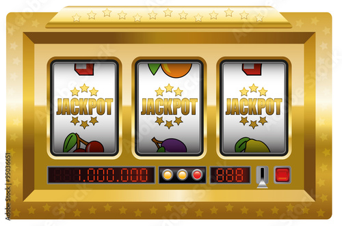 Jackpot symbols slot machine. Illustration over white background.