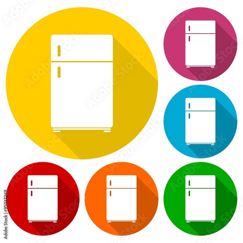 Refrigerator icons set with long shadow