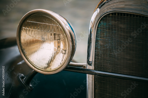 Close up of old vintage blue car © Grigory Bruev