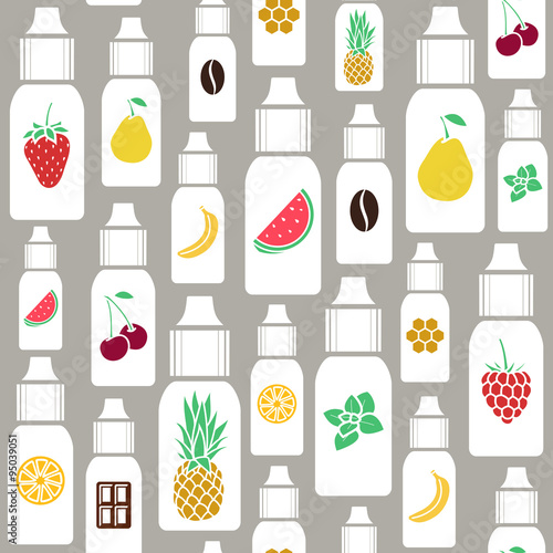 The taste of the electronic cigarette, pattern of  E-Liquid. Vector  seamless pattern of different flavor