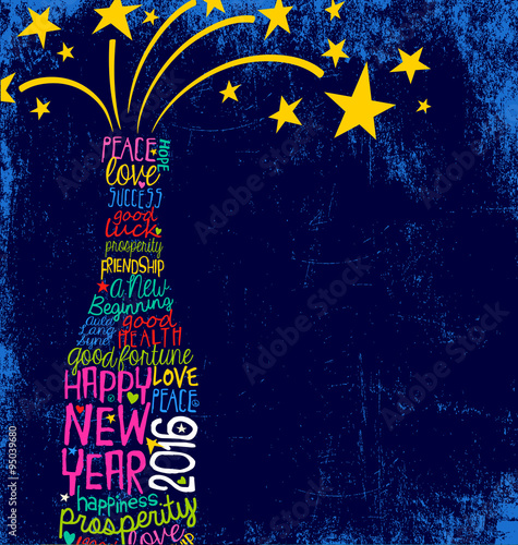 Happy New Year 2016 retro design 