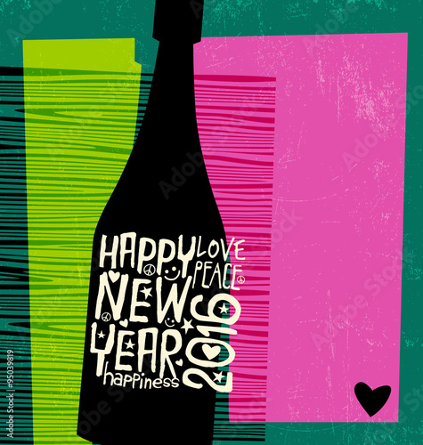 Happy New Year 2016 retro design 