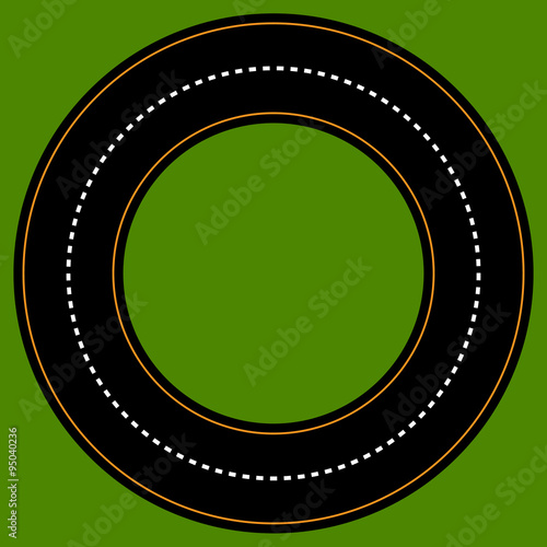 Empty circle track / racetrack with 2 lanes