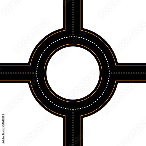 Empty junction, roundabout, asphalt road vector