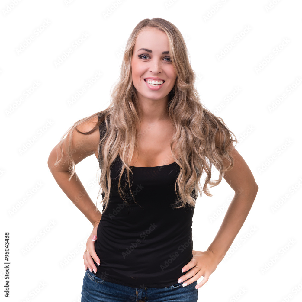 portrait of attractive caucasian smiling woman portrait of attractive caucasian smiling woman