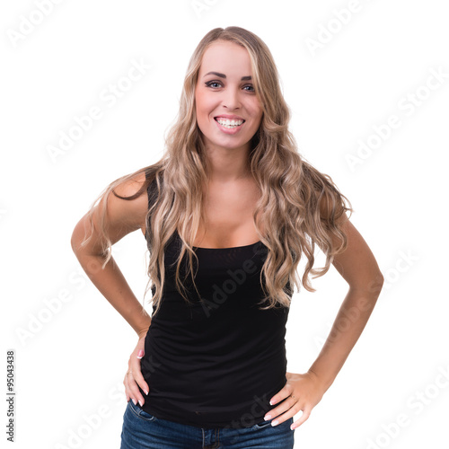 portrait of attractive caucasian smiling woman