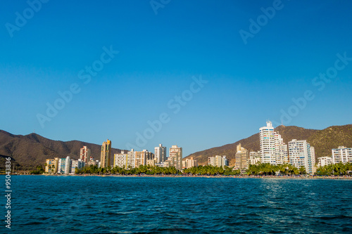 Beautifulsea and city view of Rodadero beach Santa Marta, Colombia