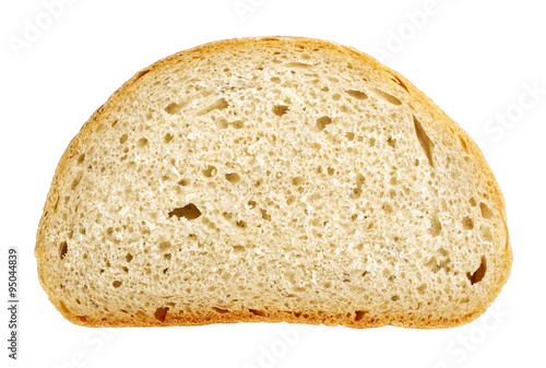 Slice of wheat bread isolated on white background
