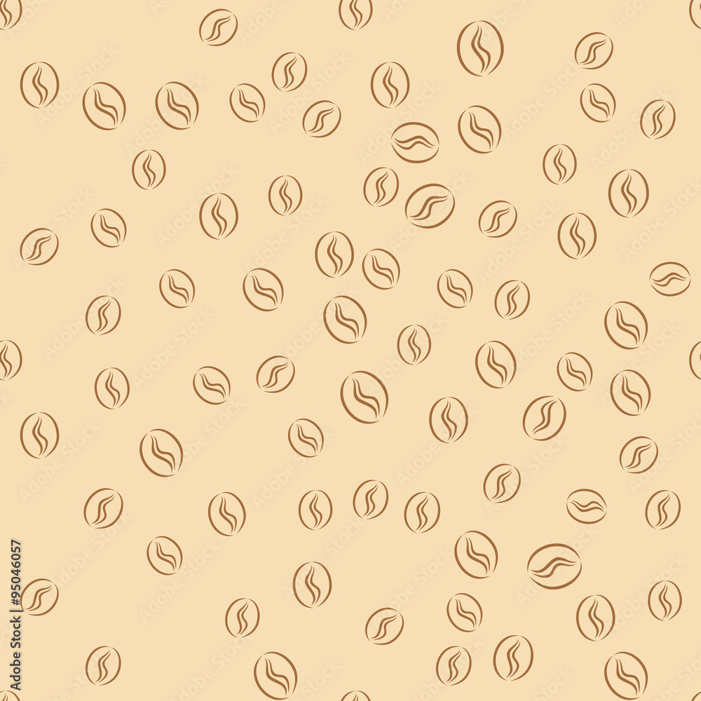 Coffee beans seamless pattern. Wrapping paper repeatable design. Beige seeds background. Coffee beans seamless pattern. Wrapping paper repeatable design. Beige seeds background.