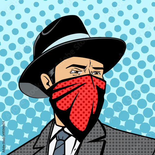 Gangster with hidden face pop art vector