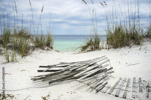 Sand Fence and Sea Oats at Florida Beach photo