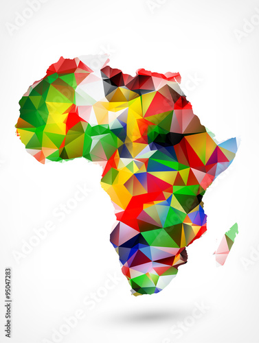 Abstract polygonal geometric design map of Africa