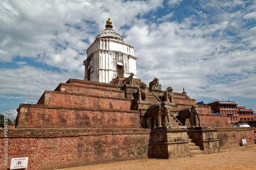 The Fasidega temple in Bhaktapur is visited every year by thousands of Hindu pilgrims. The shrine is dedicated to Shiva and it sits atop a six-level plinth with guardian elephants, lions and cows.
