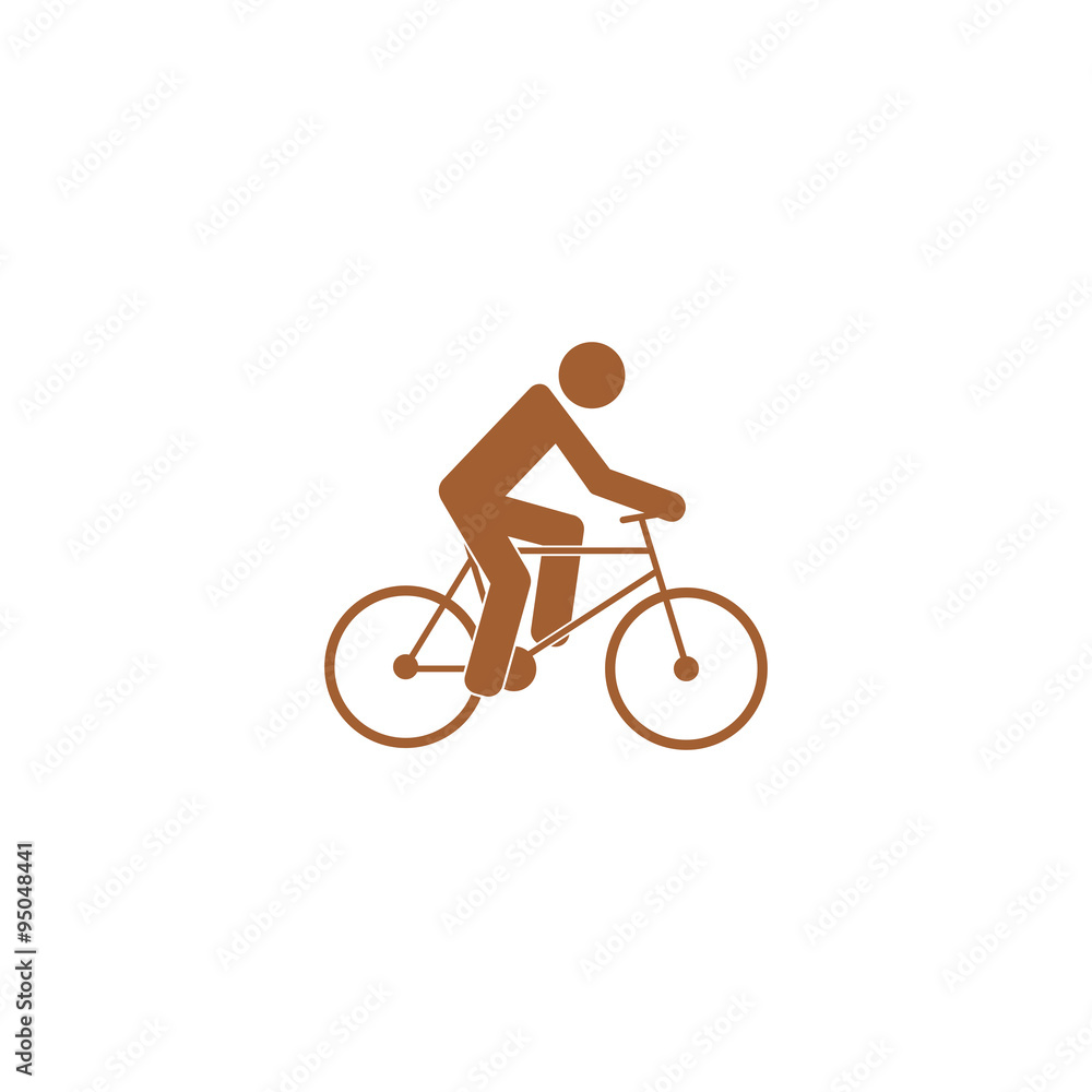 Obraz premium Icon cyclist, bike route sign.