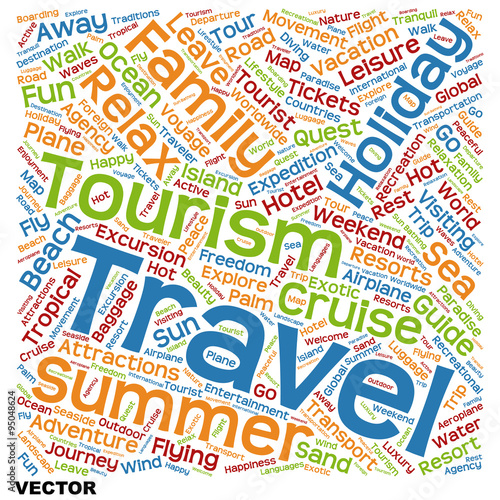 Vector conceptual tourism or travel  word cloud