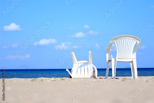 Two chairs facing the Mediteranean Sea