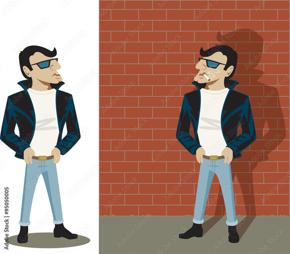 Φωτογραφία 1950s greaser standing on the street