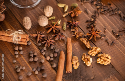 Different Kinds of Spices and Dried Oranges