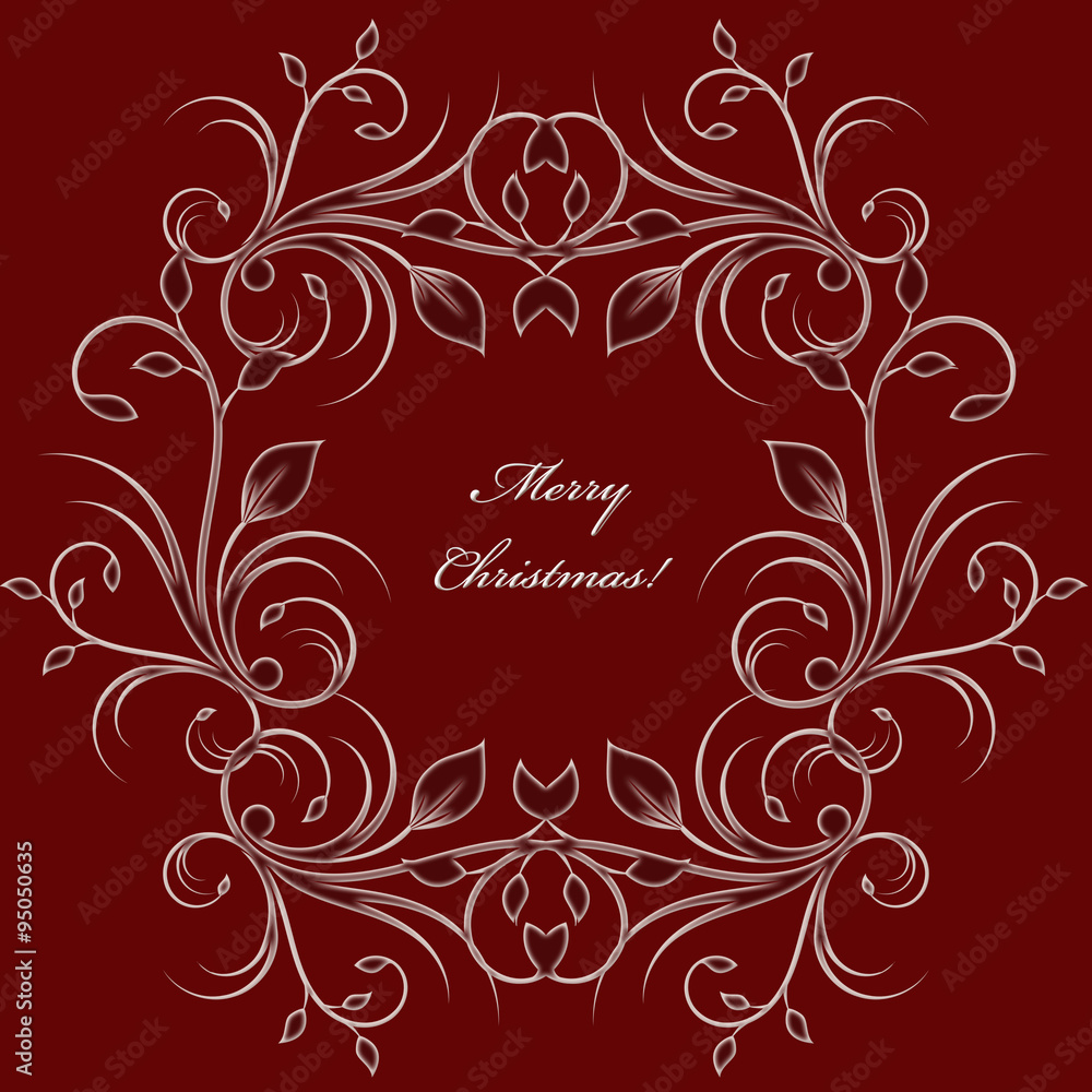 Christmas greeting card background with flourish pattern on red Christmas greeting card background with flourish pattern on red